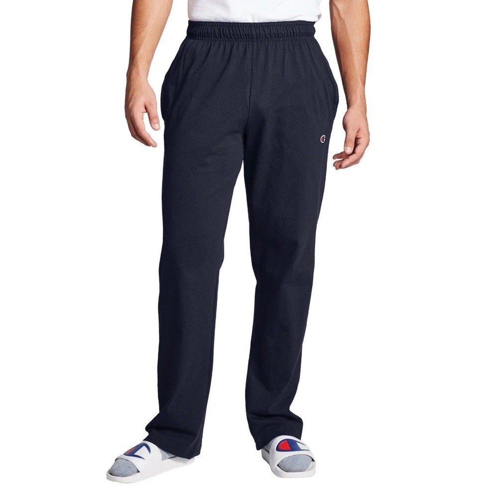 Champion Authentic Mens Navy Blue Straight Leg Jersey Sweatpants Size Medium